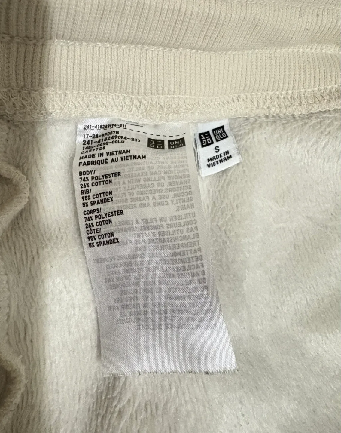 Women UNIQLO Off White Fleece-Lined Jogger - Size Small image indicator(3)