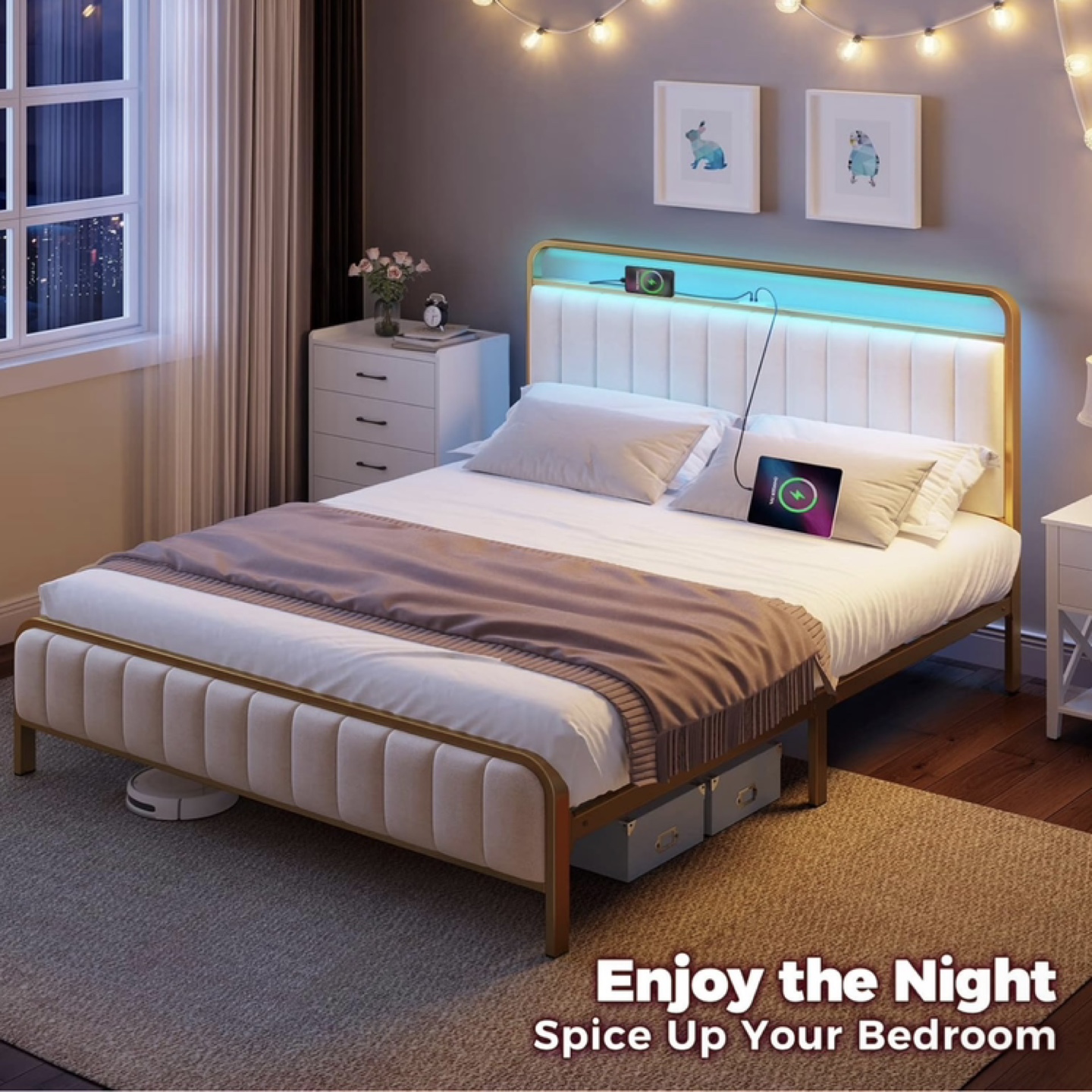NO LIGHTS. $100 - Full (Double) Metal Bed Frame - photo 3
