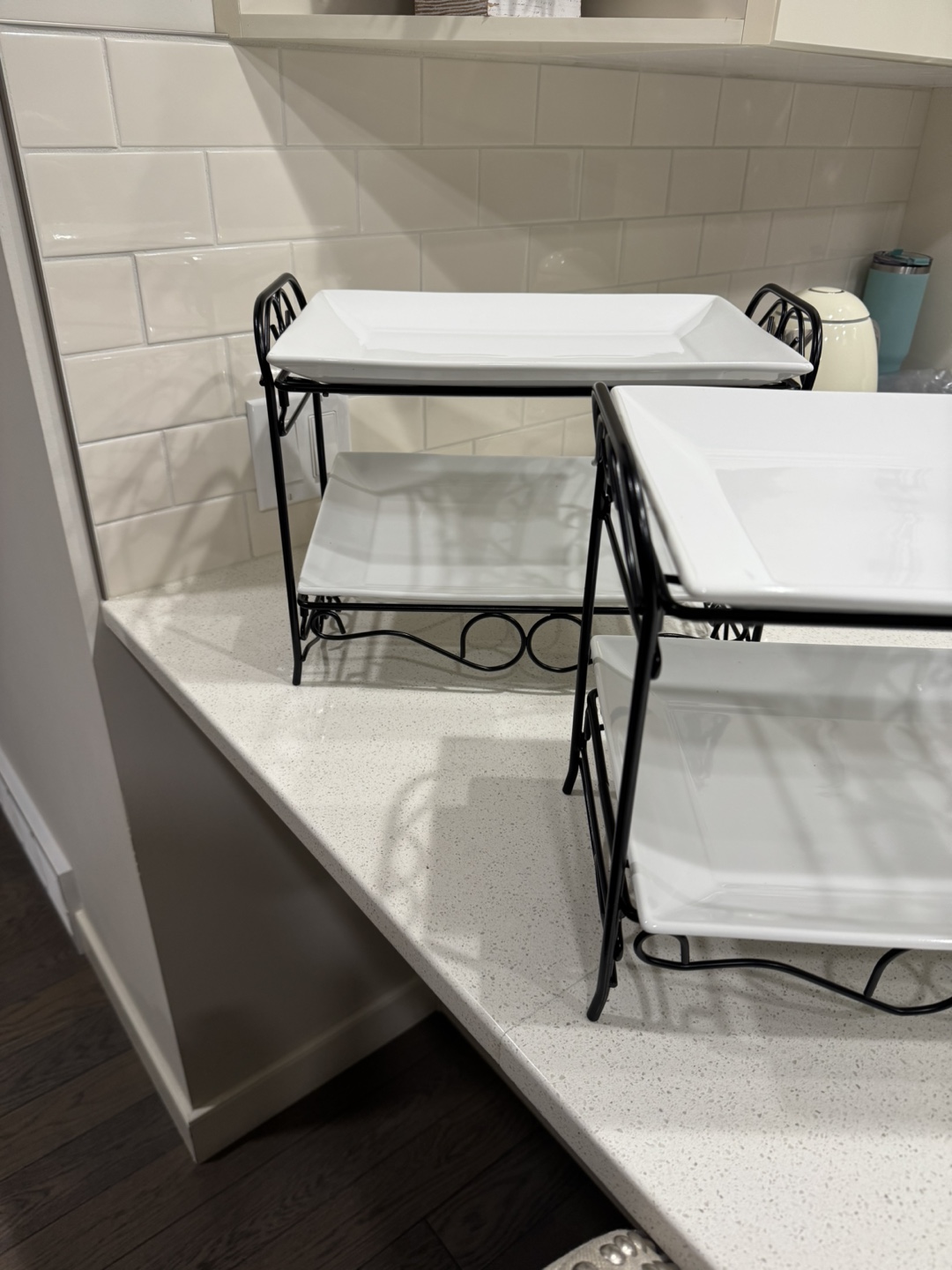 Two-Tiered Serving Platters with Metal Stands - photo 2