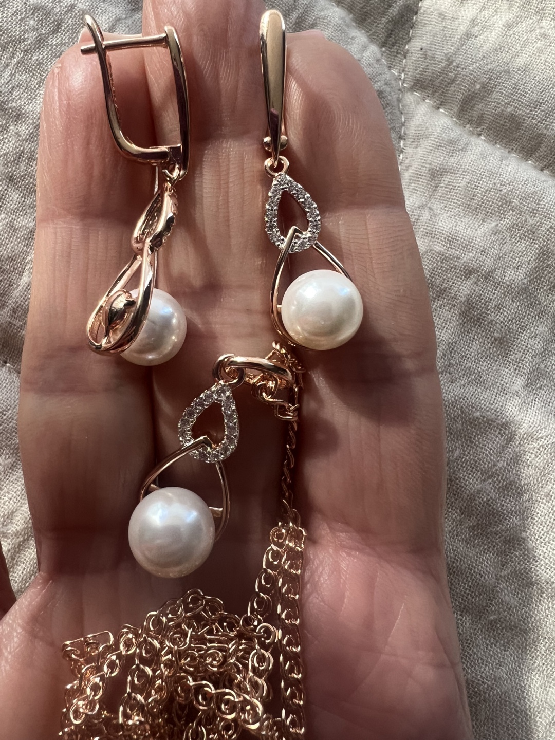 14k pearl earrings necklace