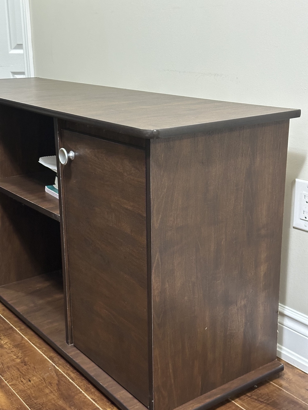 Dark Brown Wooden Cabinet with Two Doors and Shelf - photo 5