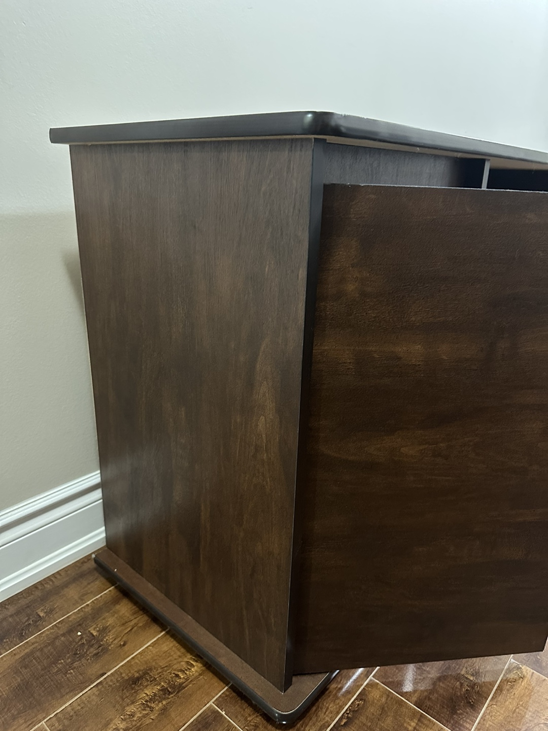 Dark Brown Wooden Cabinet with Two Doors and Shelf - photo 4
