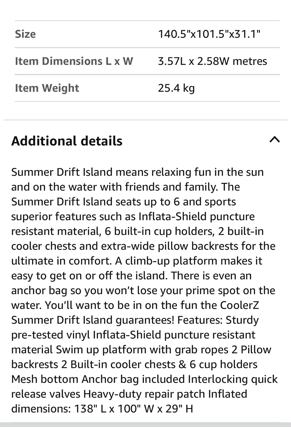 Costco Summer Drift Island Inflatable Floating Island - photo 2