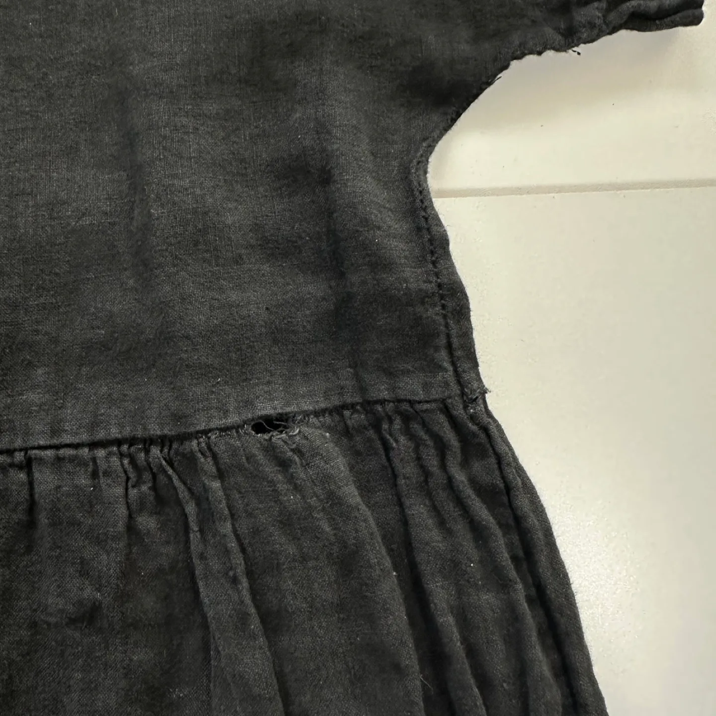 Valentina Nalidi Black Linen Tiered Midi Dress Size L image indicator(10)