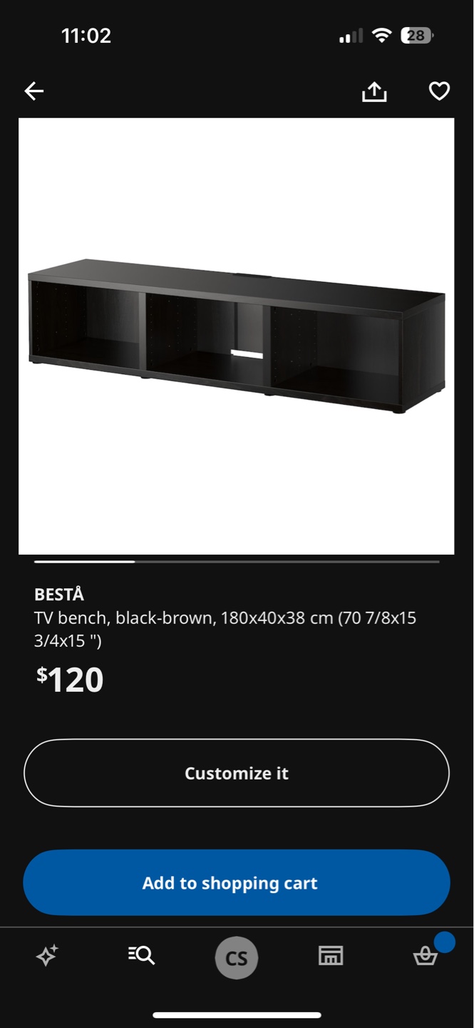 IKEA BESTÅ TV Bench - Black