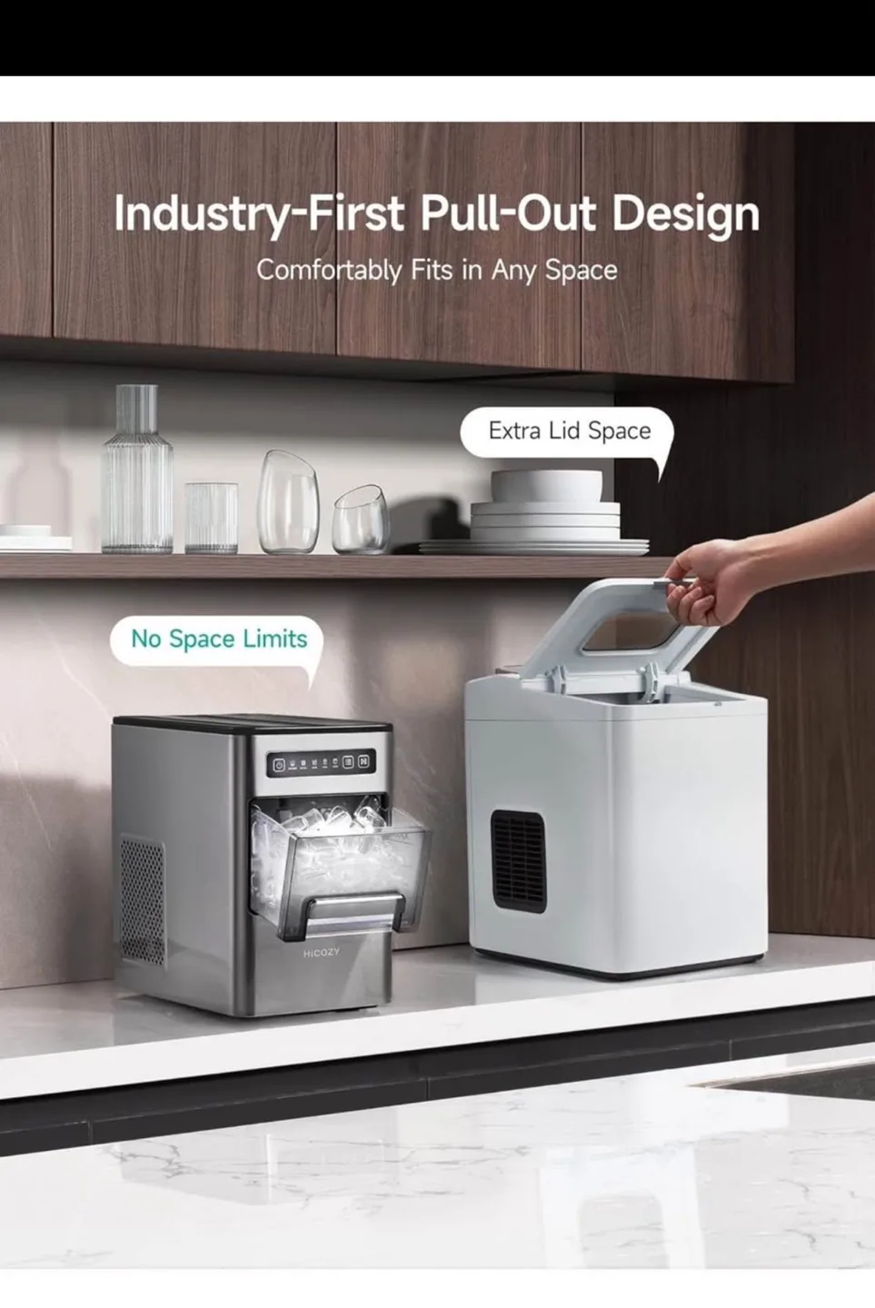 Hicozy Ice Maker Countertop, Ice in 6-8 Mins, Self-Cleaning image indicator(5)