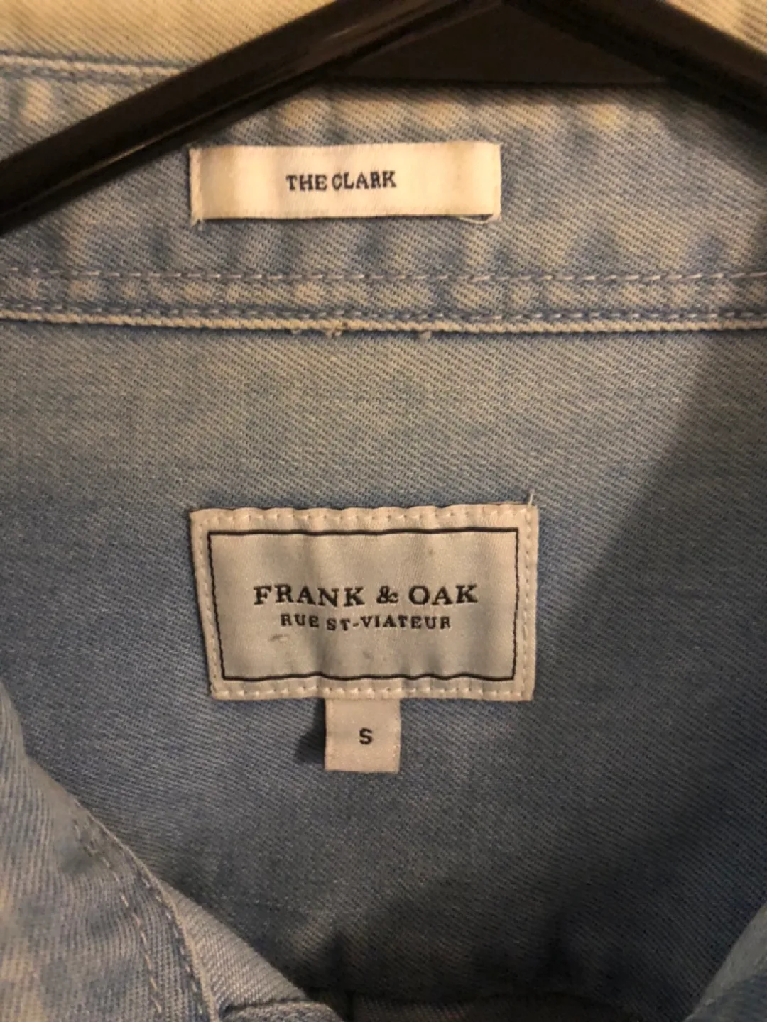 Frank & Oak The Clark Light Wash Denim Shirt - Size Small image indicator(4)