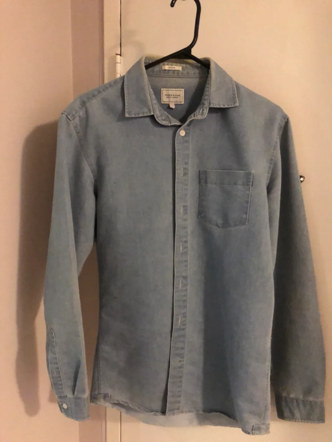 Frank & Oak The Clark Light Wash Denim Shirt - Size Small image indicator(5)