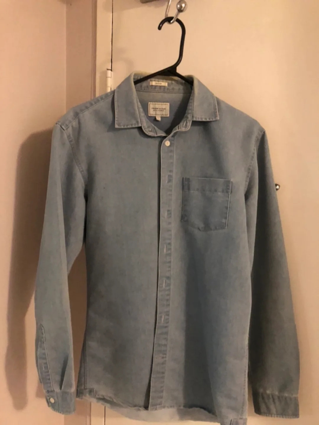 Frank & Oak The Clark Light Wash Denim Shirt - Size Small image indicator(2)
