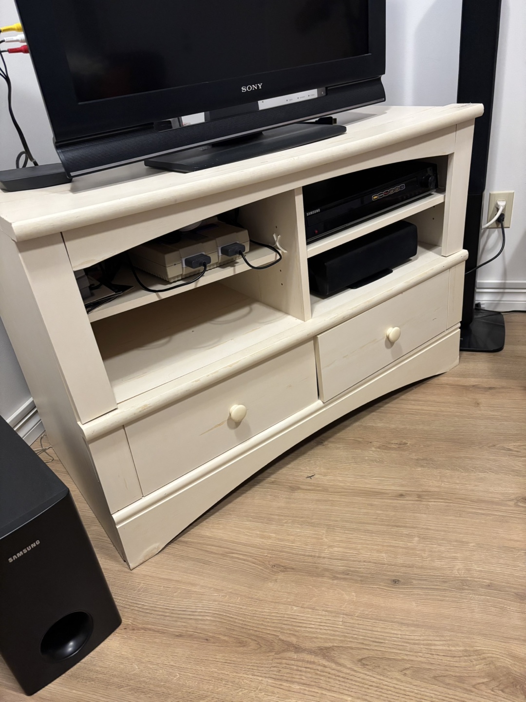 Shabby Chic Style-Inspired Solid Wood Rustic Beige TV Stand - photo 2