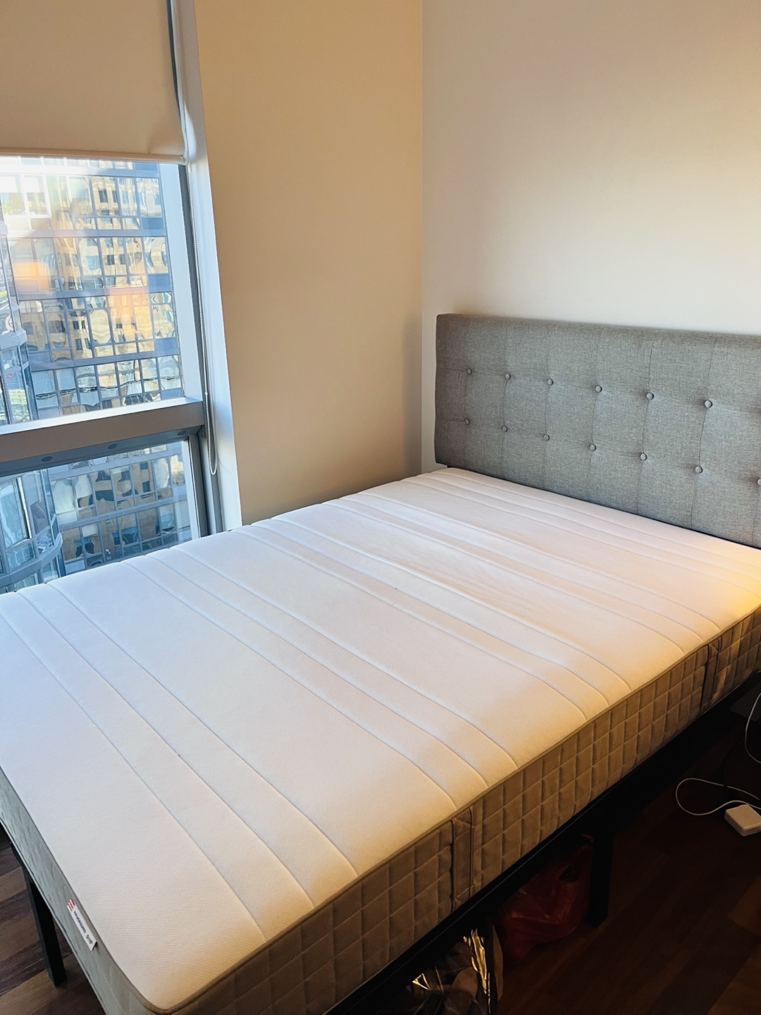 Full IKEA Mattress with Grey Headboard - photo 3