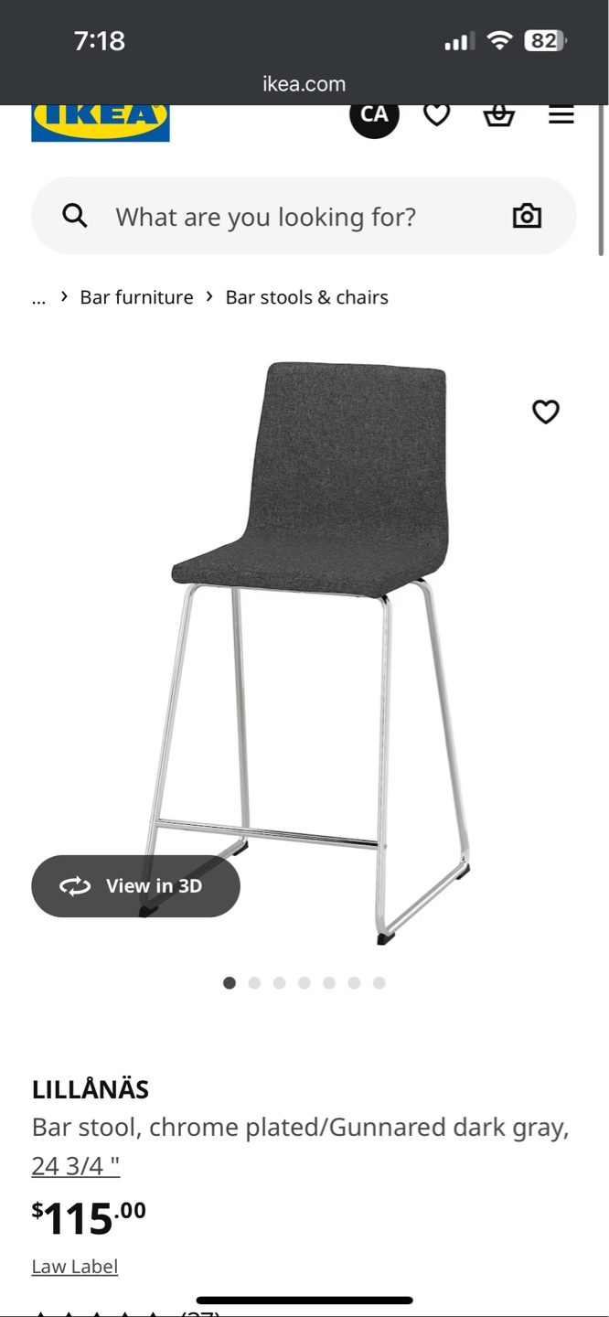 IKEA LILLANÄS Bar Stools - Set of Two