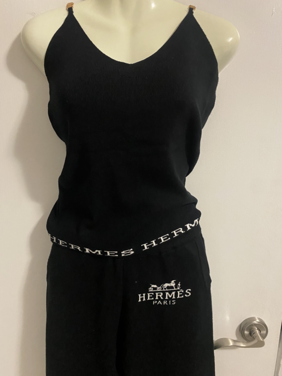Hermes-inspired Black Knit Loungewear Set