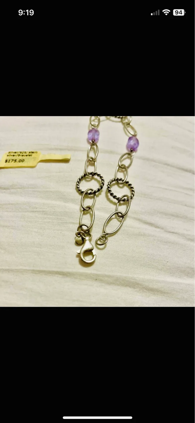 BOMA Sterling Silver Bracelet with light purple amethyst. image indicator(3)