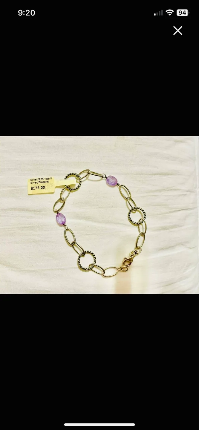 BOMA Sterling Silver Bracelet with light purple amethyst. image indicator(6)
