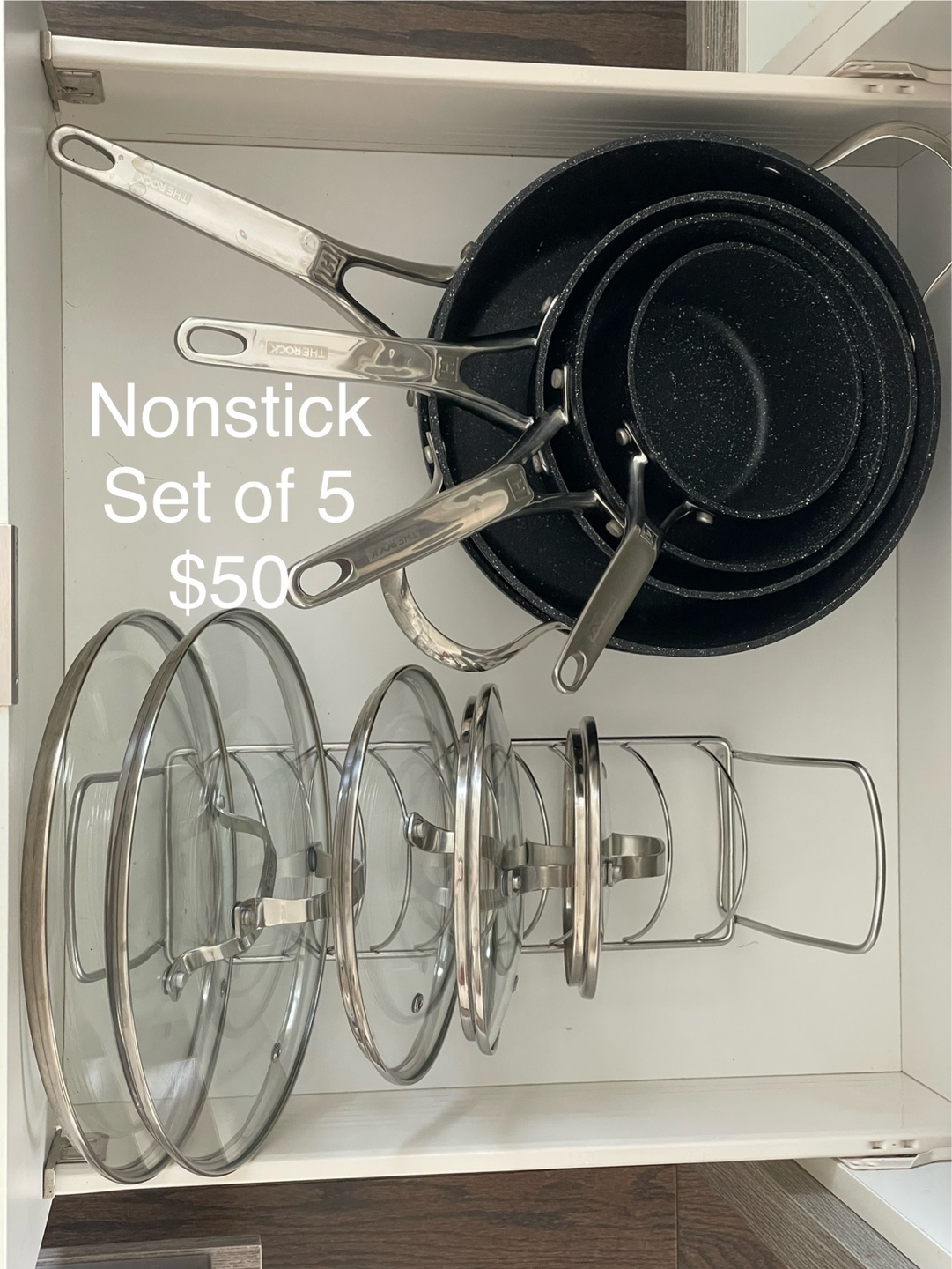 The Rock Nonstick 5-Piece Cookware Set with Lids