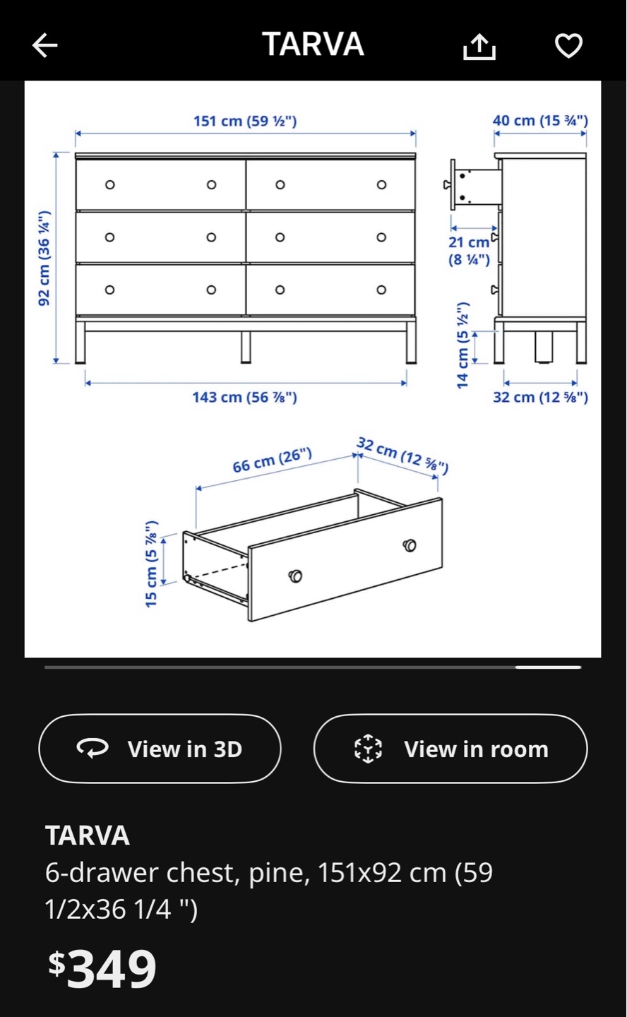 IKEA TARVA 6-Drawer Chest - Pine - photo 2