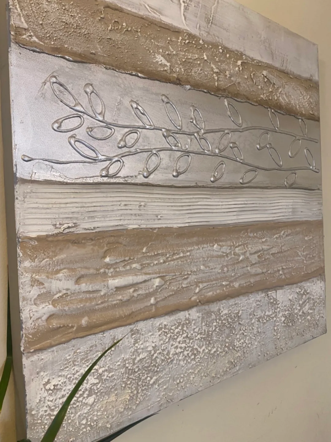 1.Textured Neutral Wall Art + 2.Large Plant image indicator(3)