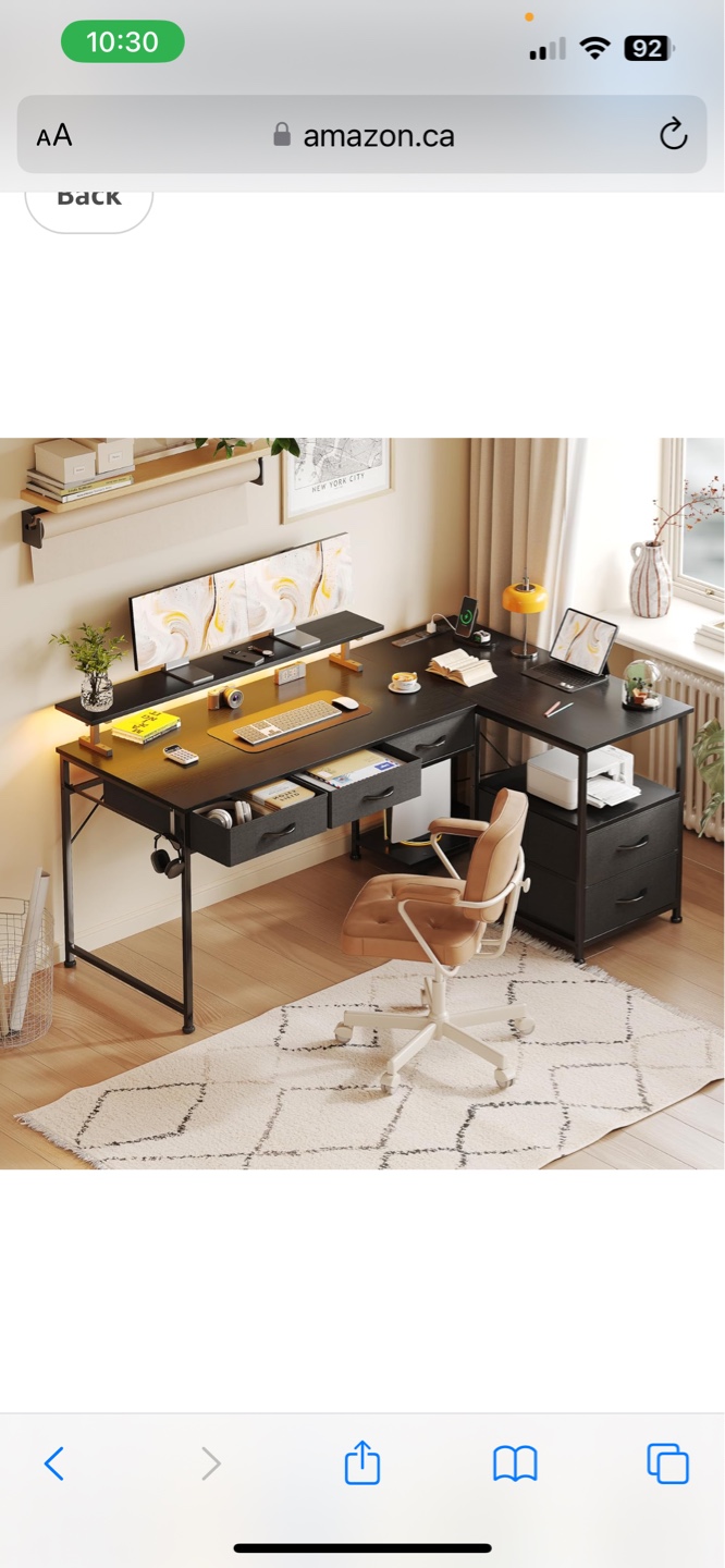 Mexin 55 Inch L Shaped Computer Desk with LED Light Strip - photo 3
