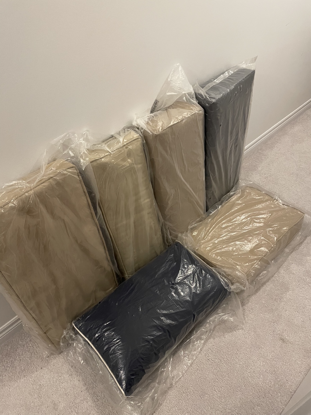 Set of Outdoor Cushions - Beige and Navy - photo 2