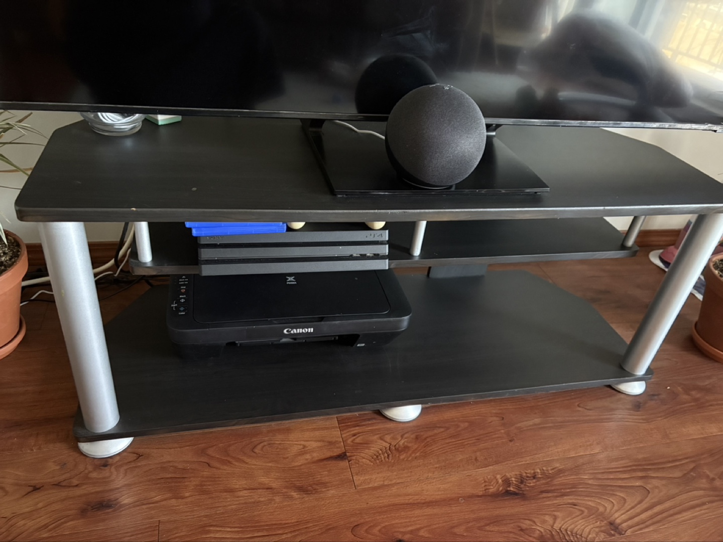 Black TV Stand with Silver Legs - photo 2