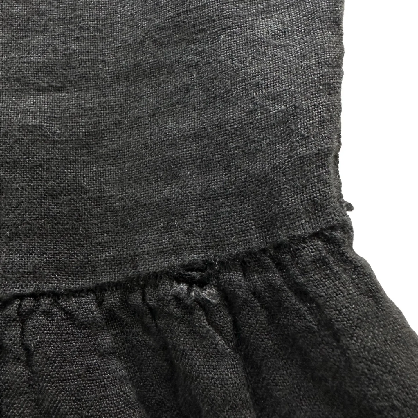 Valentina Nalidi Black Linen Tiered Midi Dress Size L image indicator(4)