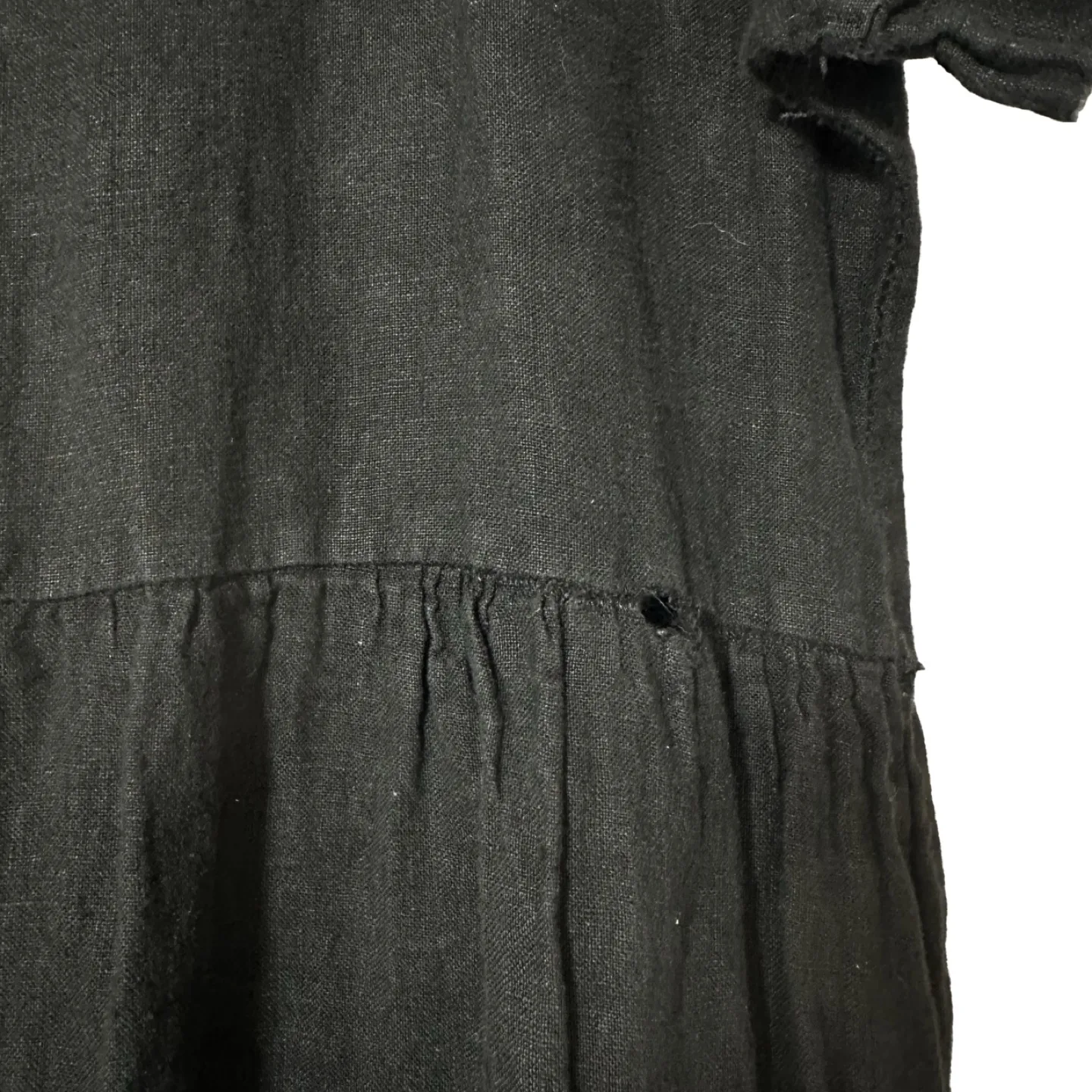 Valentina Nalidi Black Linen Tiered Midi Dress Size L image indicator(6)