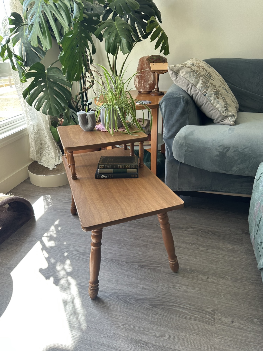 2 Vintage Two-Tiered Wooden Side Table