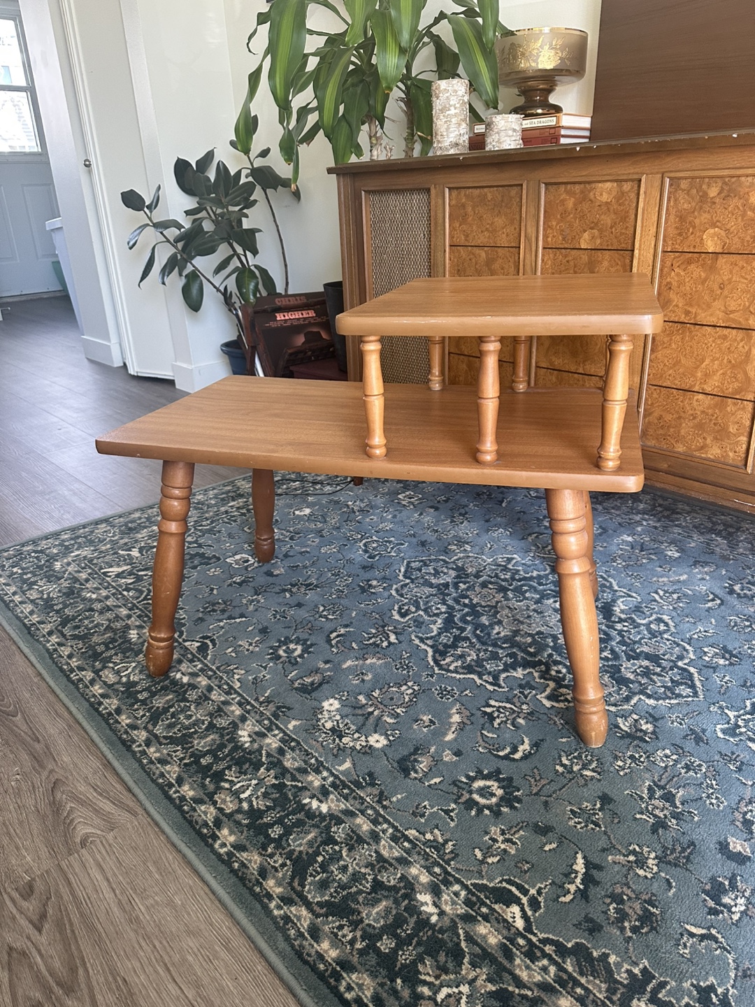 2 Vintage Two-Tiered Wooden Side Table - photo 4