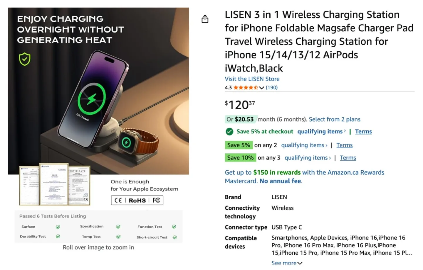 Wireless Charging Stand for Apple Watch, AirPods, and iPhone image indicator(7)