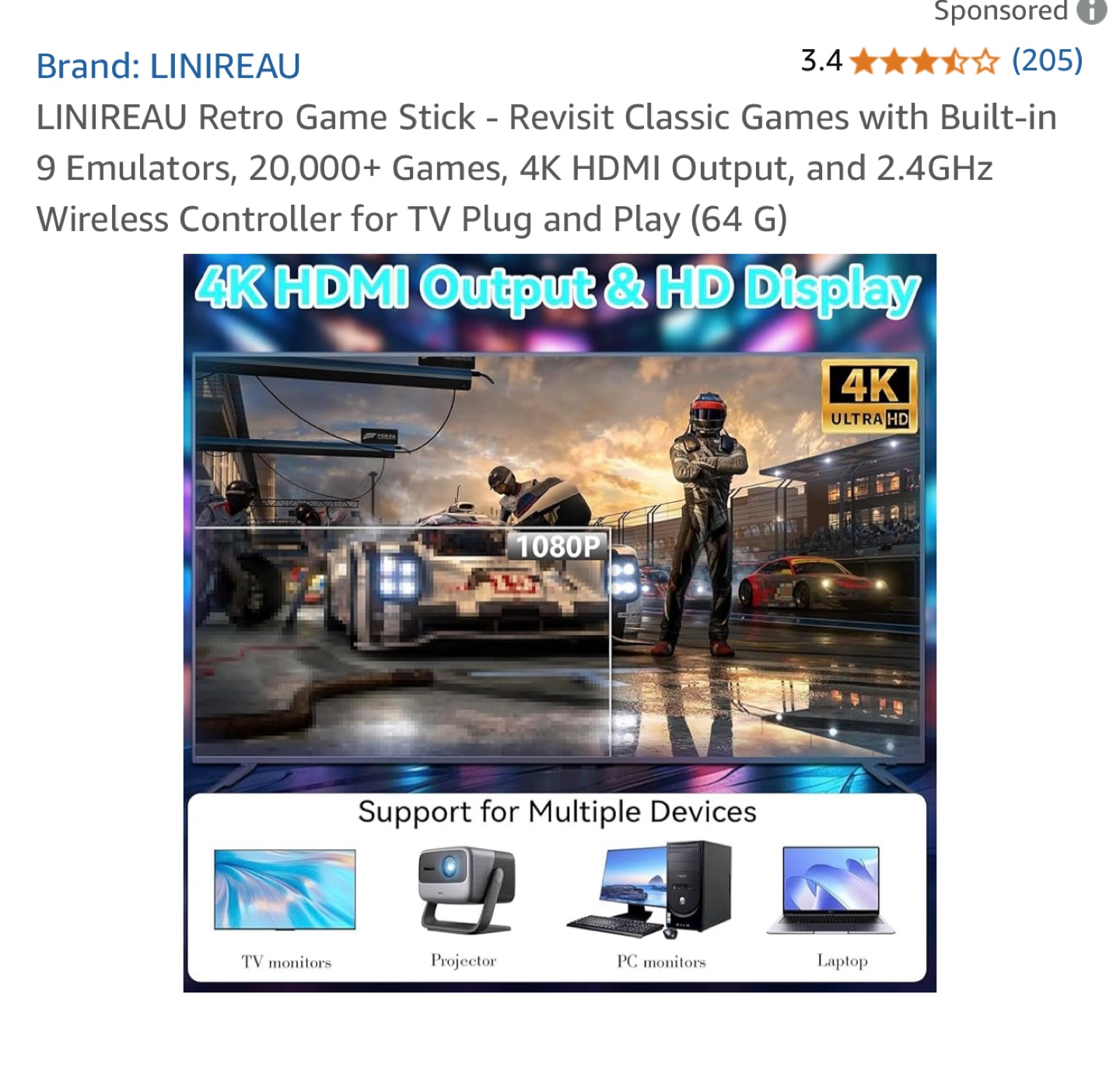 LINIREAU Retro Game Stick - 20,000+ Games - photo 3