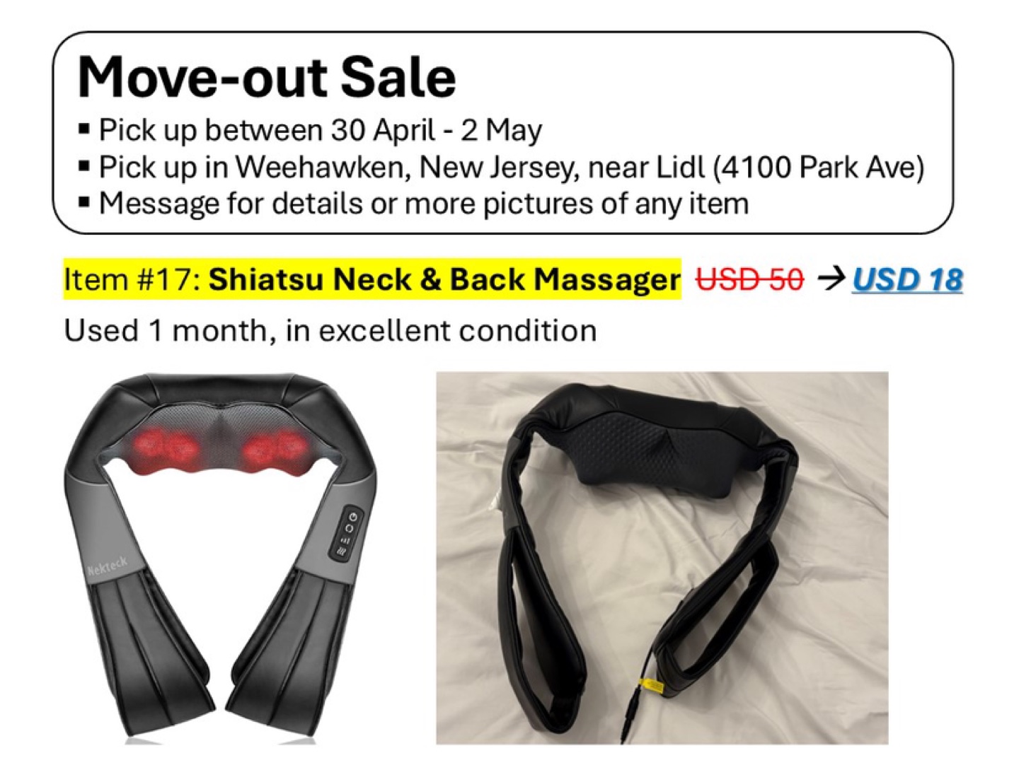 Nekteck Shiatsu Neck and Back Massager