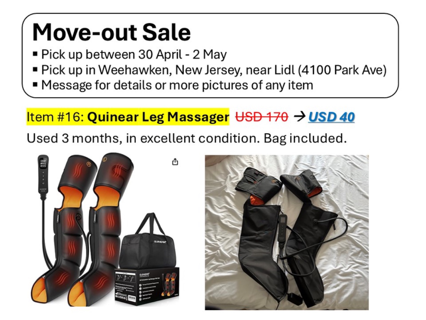 Quinear Leg Massager - Excellent Condition