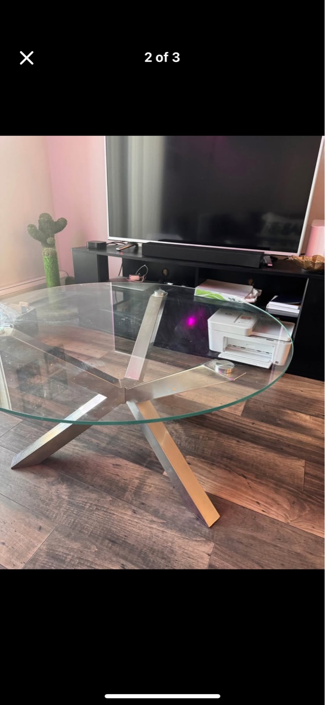 Glass Top Coffee Table with Metal Base - photo 2