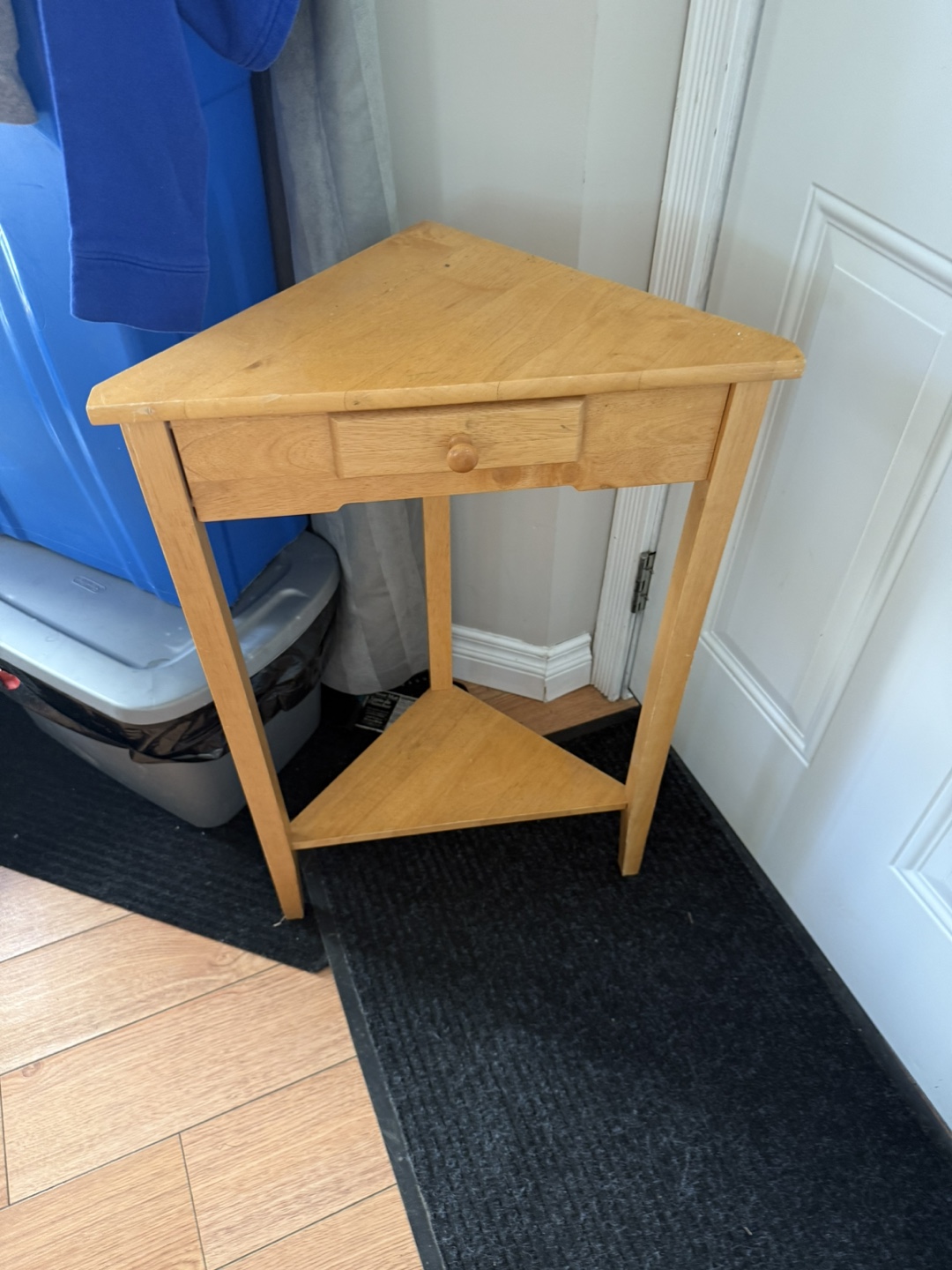 Corner Table with Drawer and Shelf