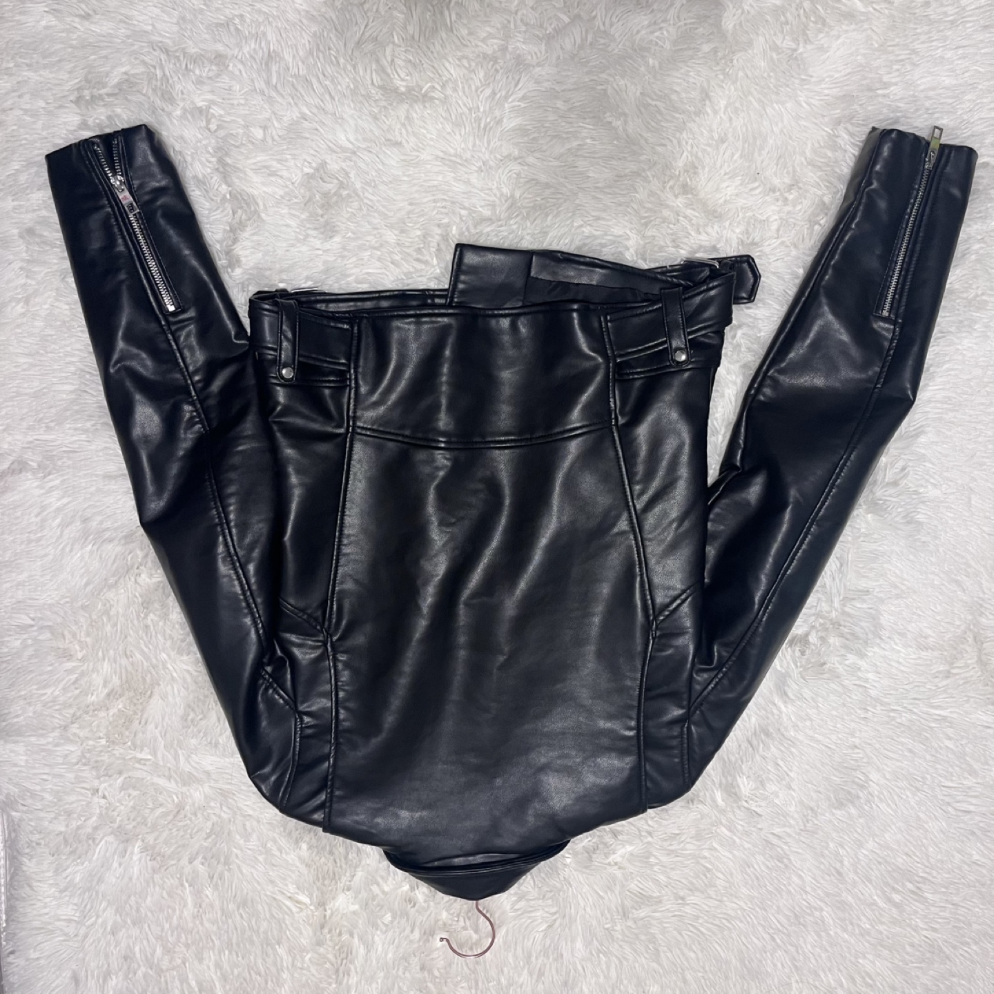 Zara Black Leather Moto Jacket - Size M - photo 3