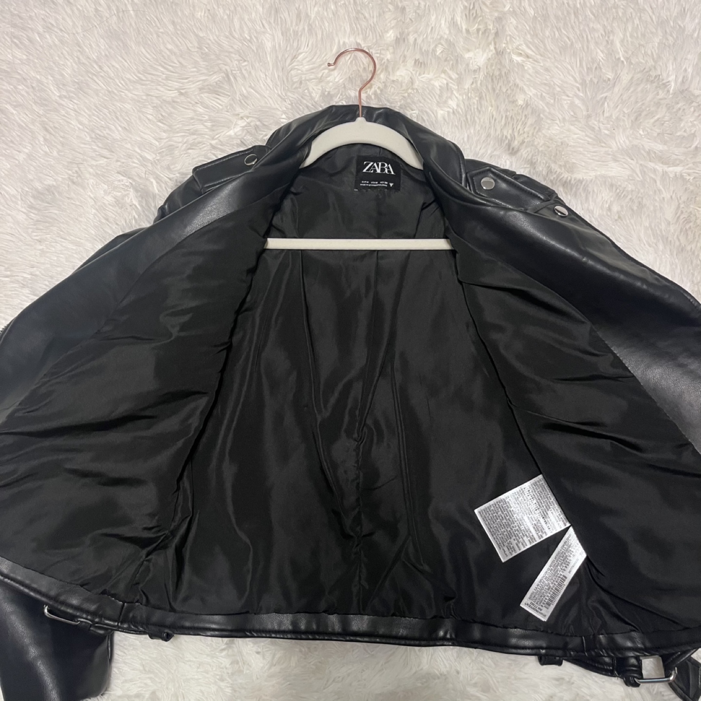 Zara Black Leather Moto Jacket - Size M - photo 5