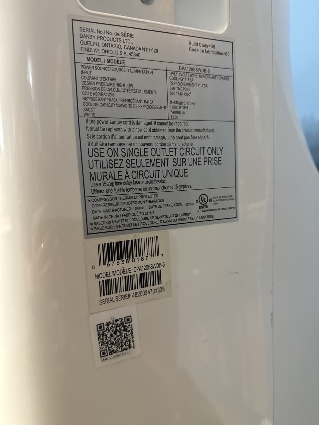 Danby DPA120B6WDD 12000 BTU Portable Air Conditioner - photo 3
