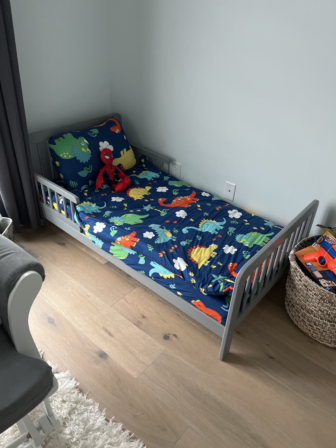 Toddler Grey Wood Bed Frame
