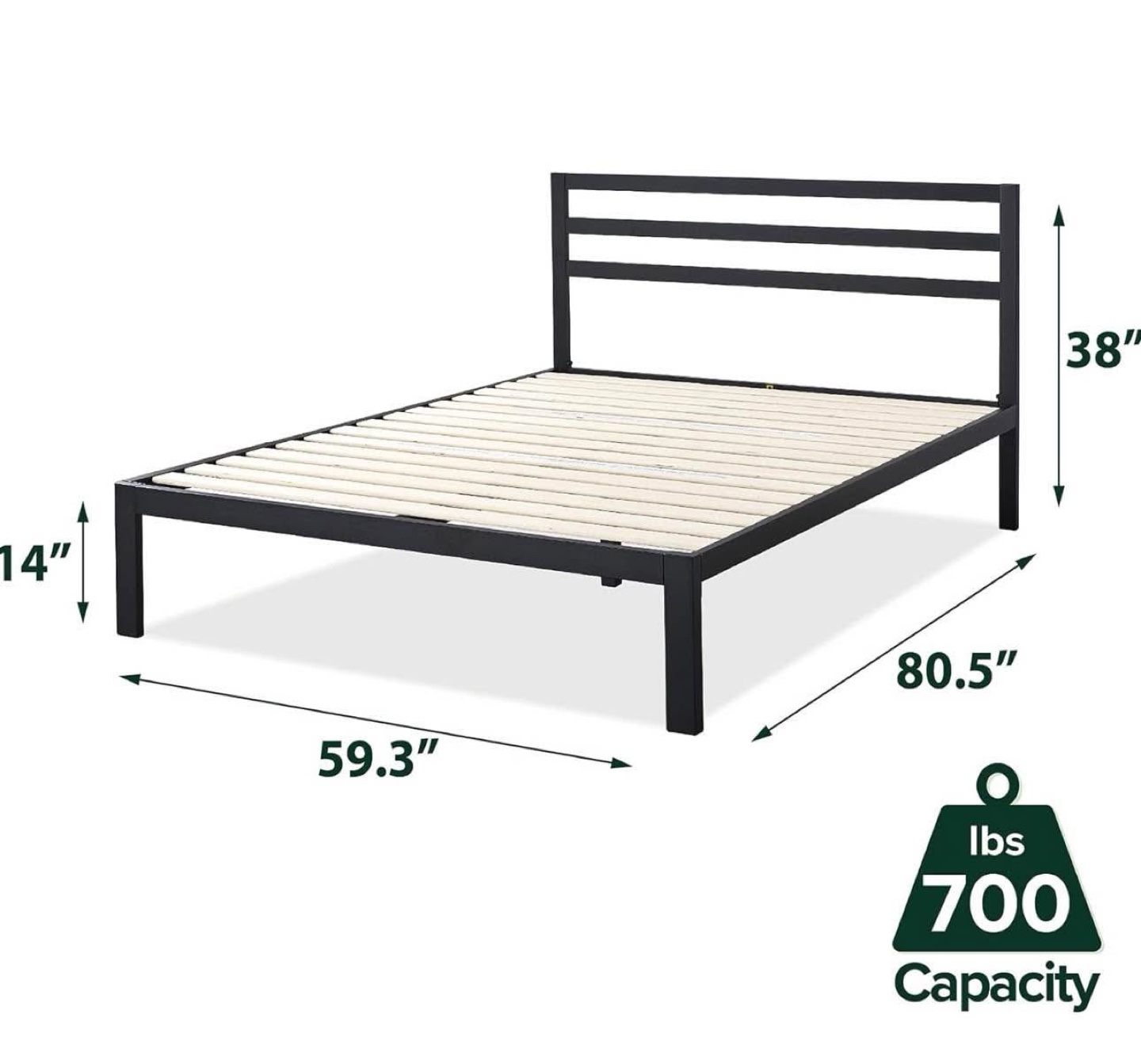 Zinus Metal Platform Bed Frame with Headboard - Queen - photo 5