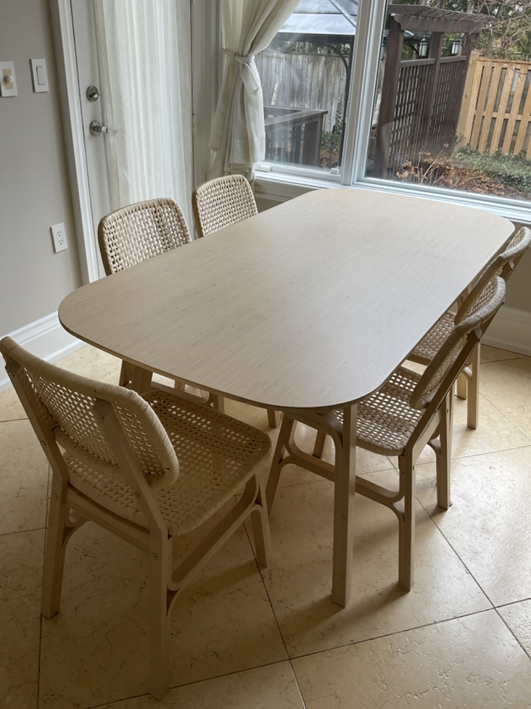 Modern Woven Dining Set - Table and 6 Chairs