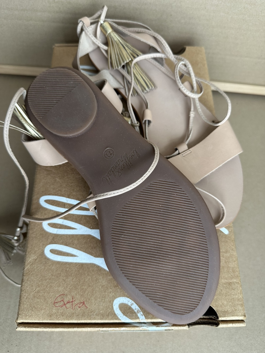 Women's Beige Leather Lace-Up Sandals with Tassels - photo 3