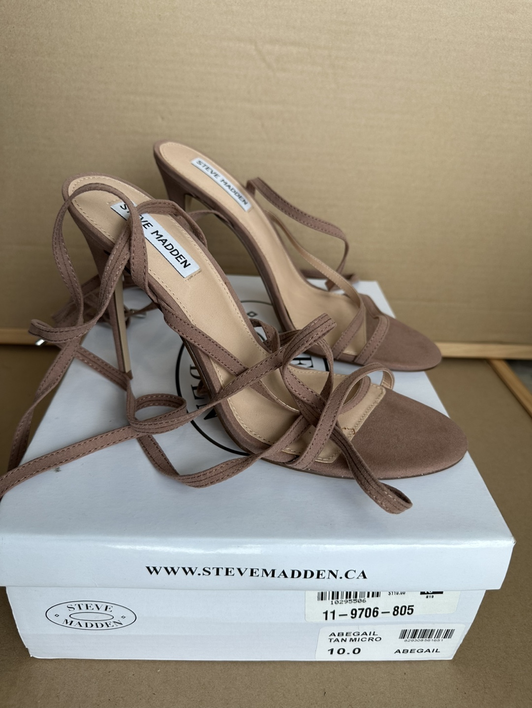 Steve Madden Abegail Tan Micro Suede Heels Size 10