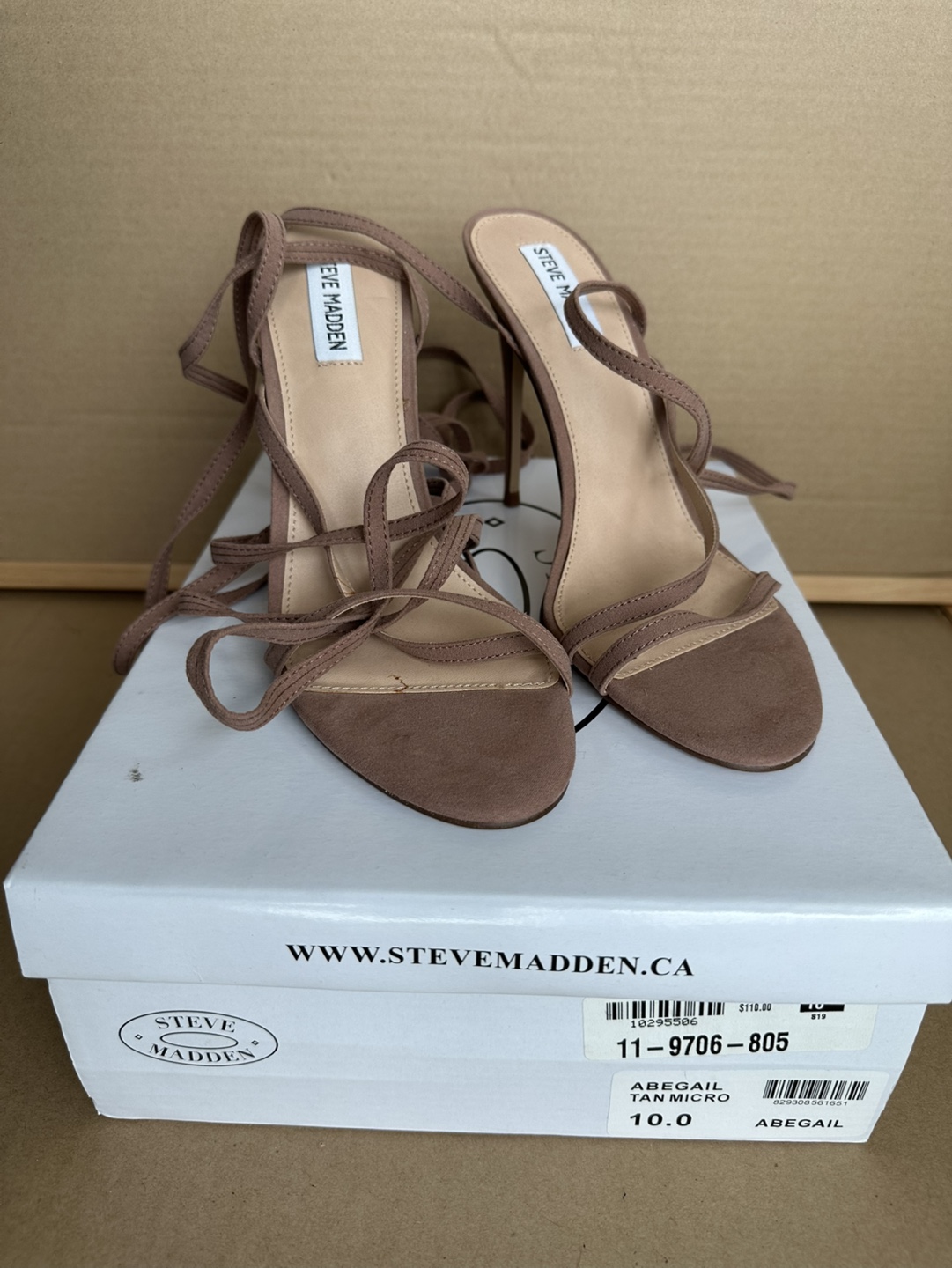 Steve Madden Abegail Tan Micro Suede Heels Size 10 - photo 2