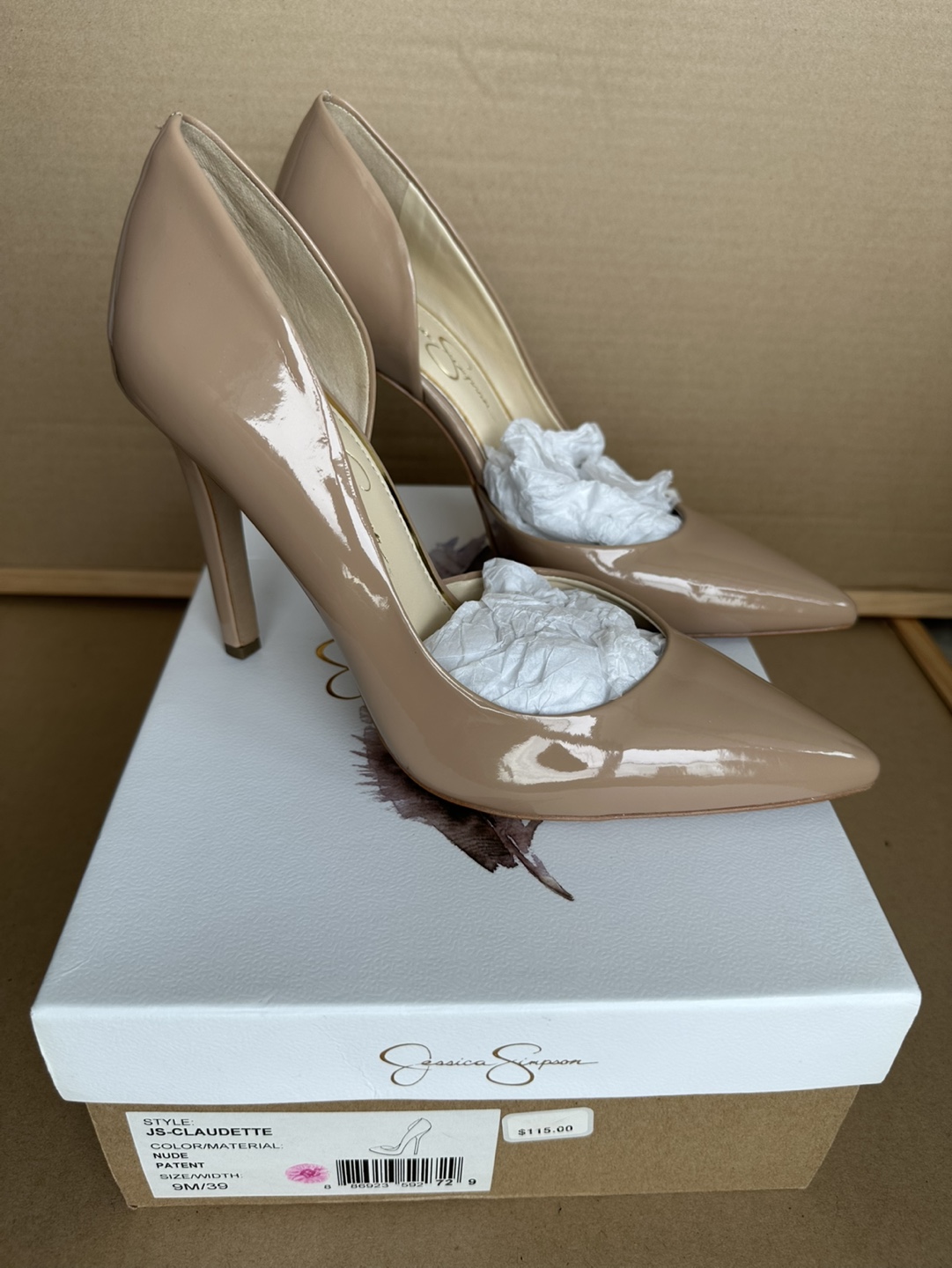 Jessica Simpson Claudette Nude Patent Leather Pumps - Size 9