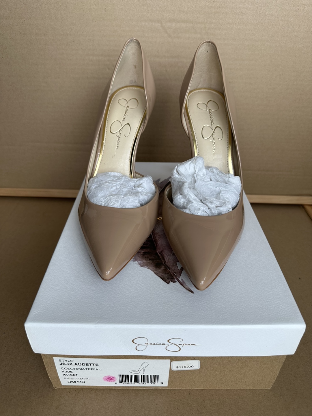Jessica Simpson Claudette Nude Patent Leather Pumps - Size 9 - photo 2