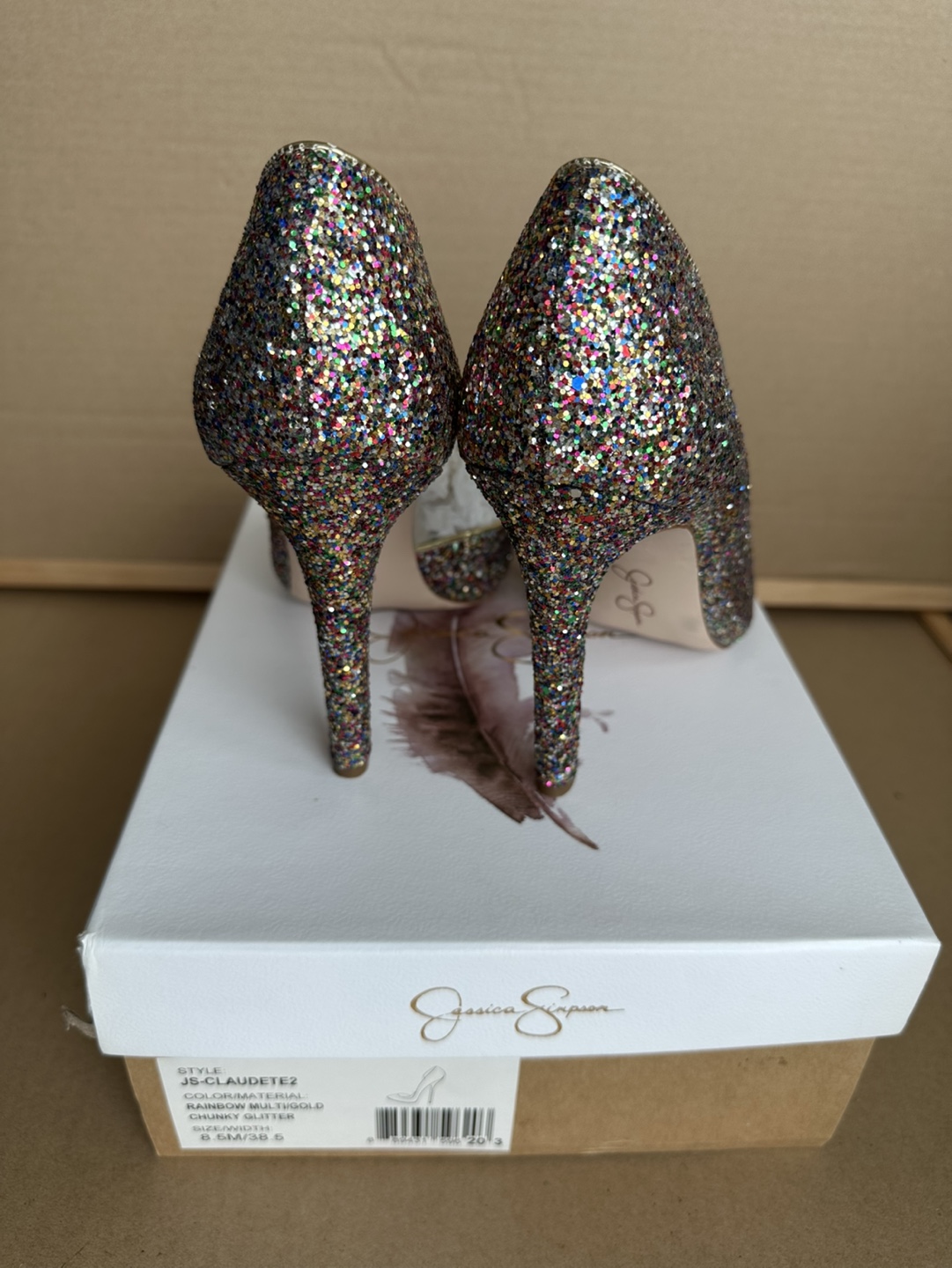 Jessica Simpson Laudetez Rainbow Multi/Gold Chunky Glitter Heels - photo 3