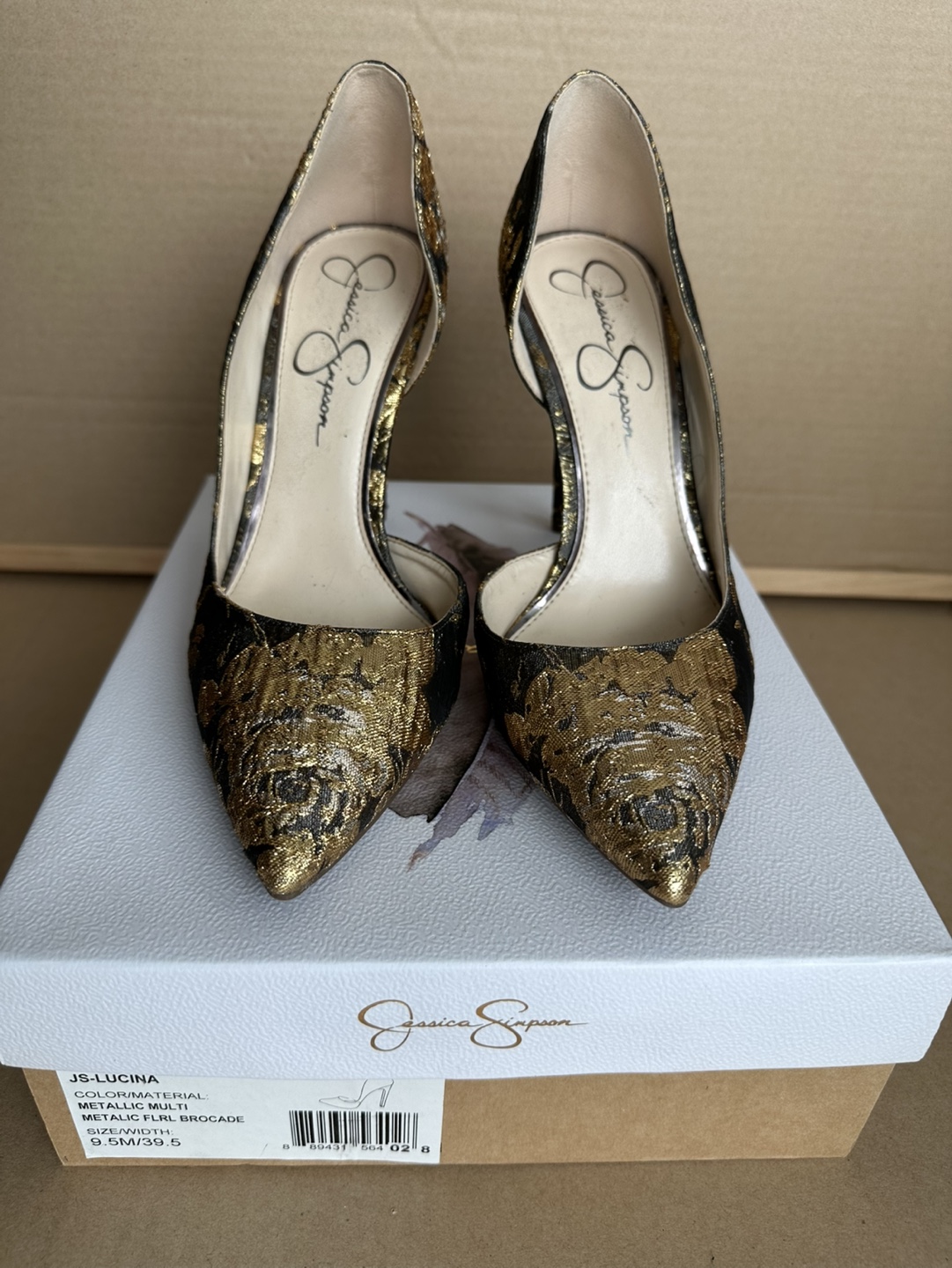 Jessica Simpson Lucina Metallic Floral Brocade Heels - photo 3