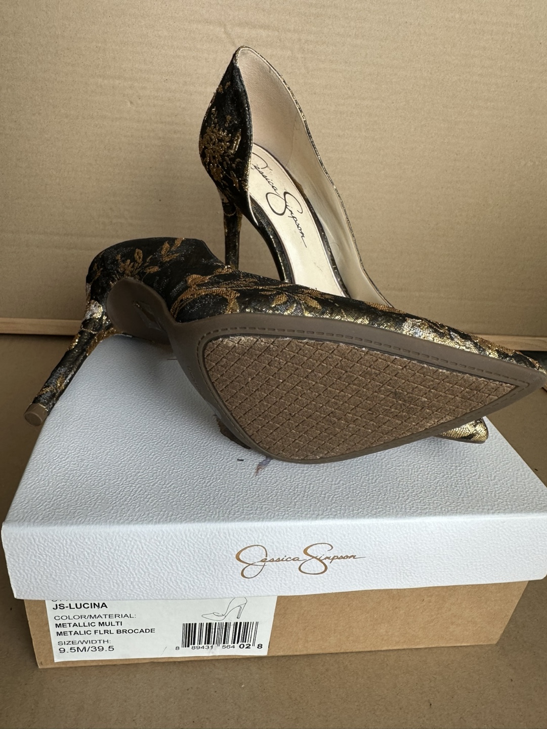 Jessica Simpson Lucina Metallic Floral Brocade Heels - photo 4