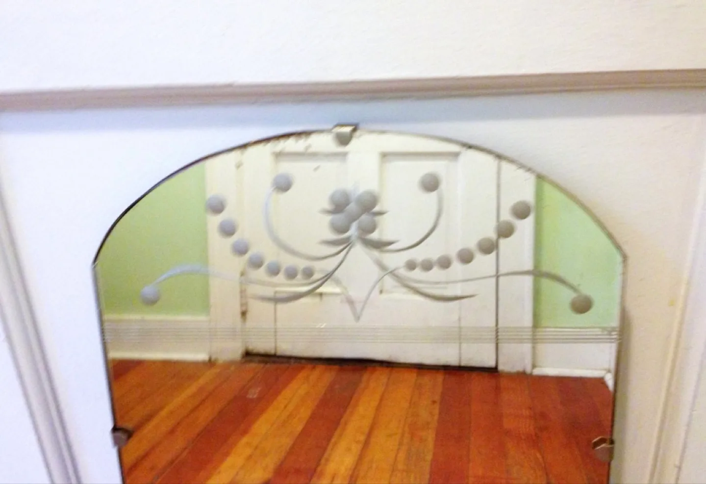 Vintage 1920’s Art Deco Etched Mirror image indicator(2)